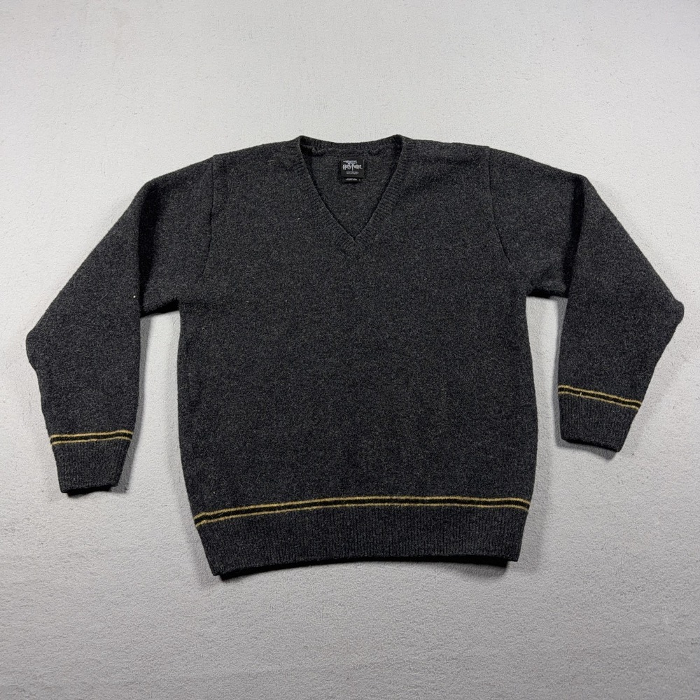 The Wizarding World Of Harry Potter Sweater Mens Large Gray Lambswool V Neck